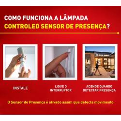 Lâmpada Controled Led 9W Sensor de Presença BR6500K  - Ourolux