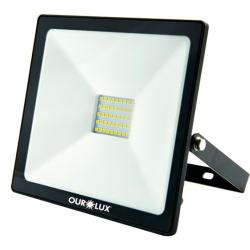 Refletor Led Slim 50W Bivolt Preto 6500K - Ourolux